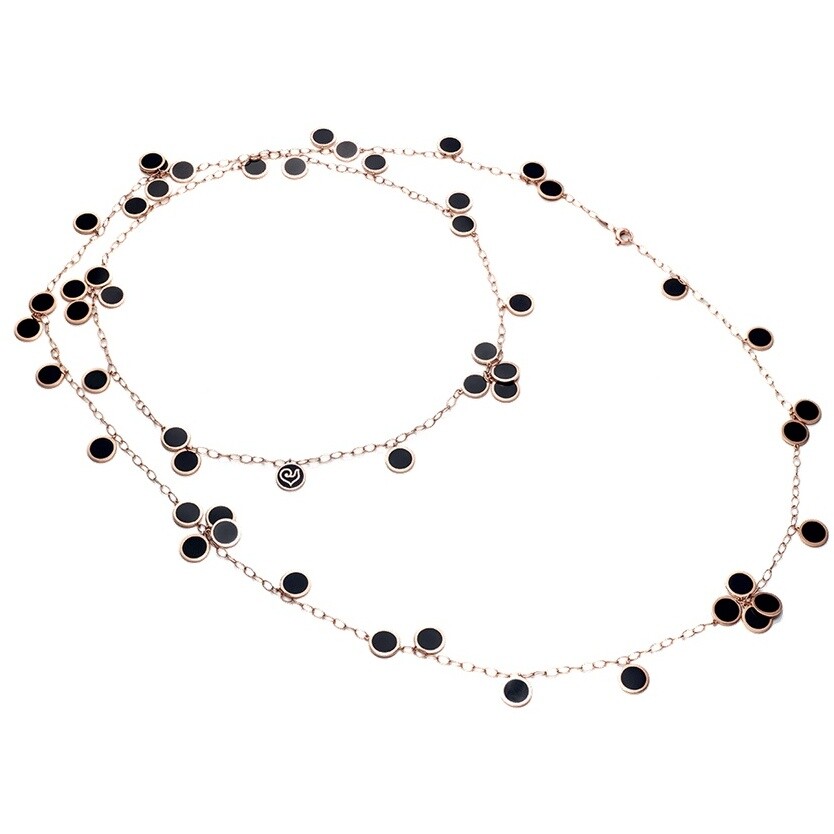 Chantecler Paillettes long necklace in rose gold and black enamel