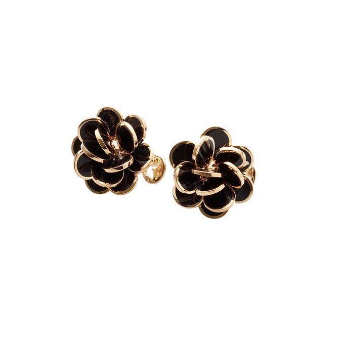Chantecler Paillettes Mini lobe earrings in rose gold and black enamel