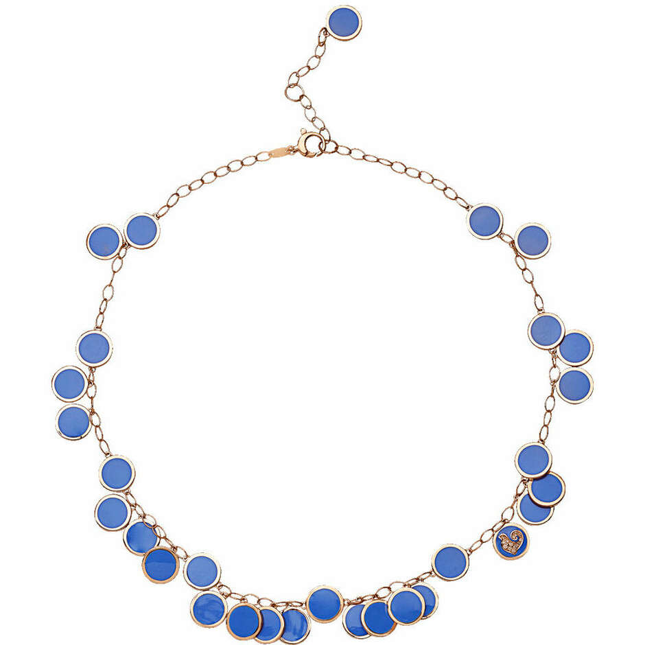 Chantecler Paillettes necklace in pink gold, diamonds and Capri blue enamel