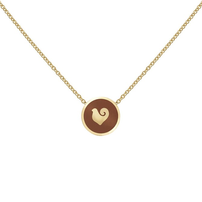 Chantecler Paillettes necklace in yellow gold pave with Champagne diamonds and caramel enamel