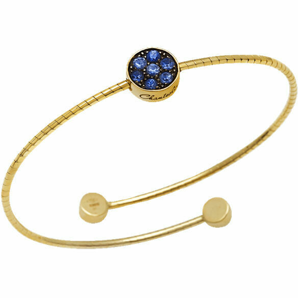 Chantecler Paillettes rigid bracelet in yellow gold, sapphires and blue enamel