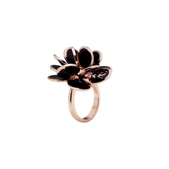 Chantecler Paillettes ring in black enamel