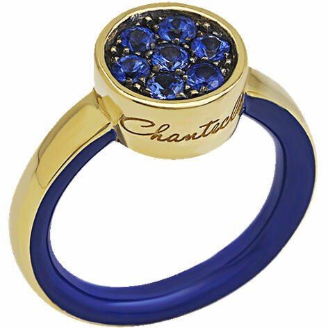 Chantecler Paillettes ring in yellow gold, sapphires and blue enamel