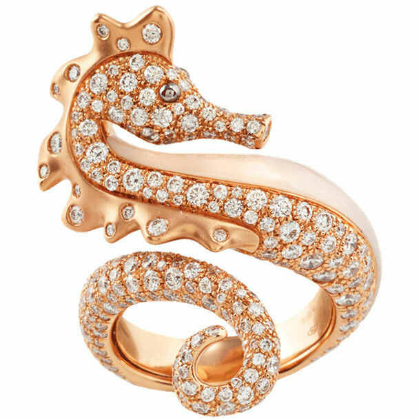 Chantecler Seahorse Ring in Rose Gold and Diamonds