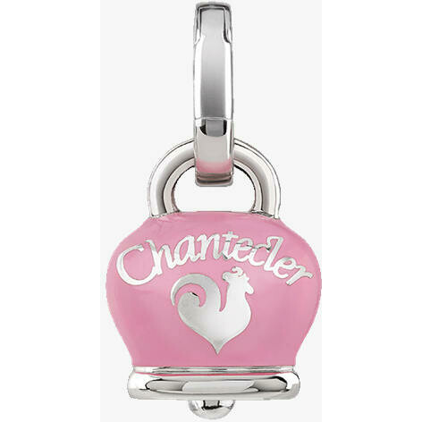 Chantecler small Campanella pendant in Silver and Pink Enamel with Butterfly on the back