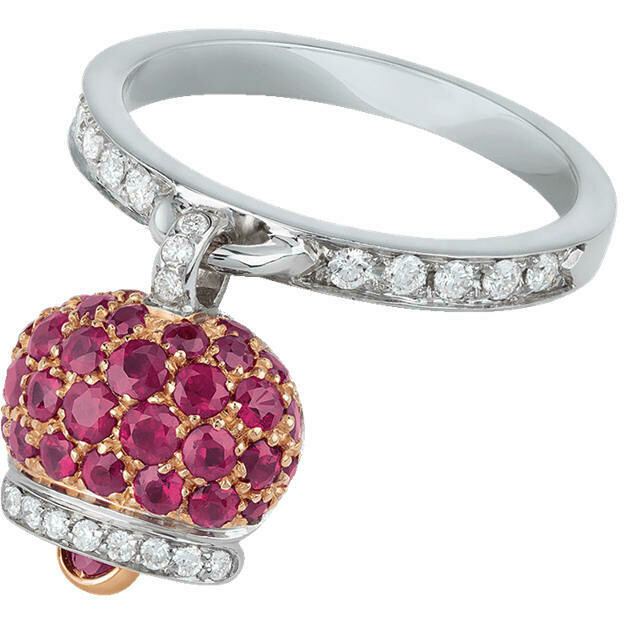 Chantecler Small Campanella Ring with Rubies and Diamonds