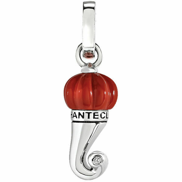 Chantecler Small Horn Pendant in Silver and Coral Resin