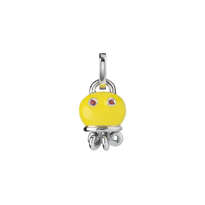 Chantecler small octopus pendant in yellow enamel silver and orange sapphires