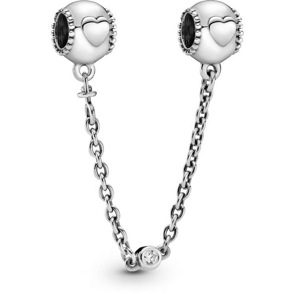 Charm Pandora Catena di Sicurezza Cuori in Rilievo