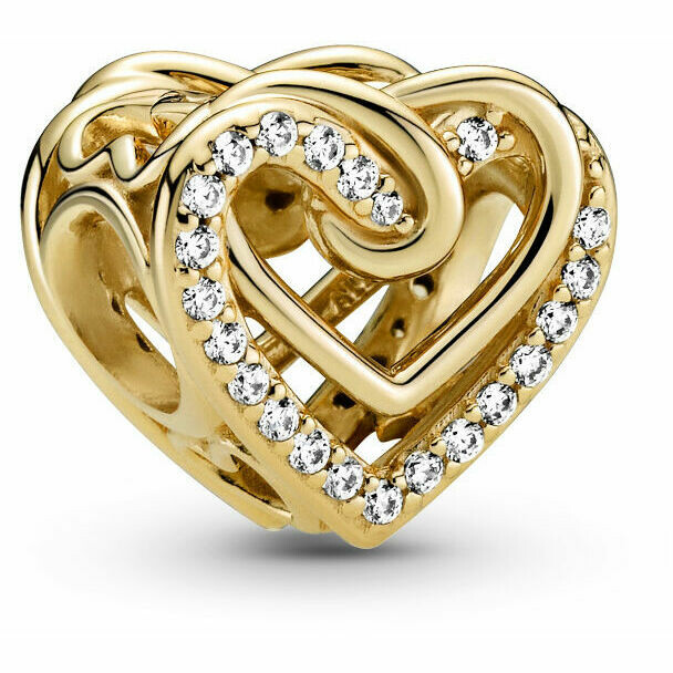 Charm Pandora Cuore Intrecciato con Pietre placcato oro