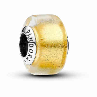 Charm Pandora Mini Vetro di Murano Foglia d’Oro Charm Pandora Mini Vetro di Murano Foglia d’Oro