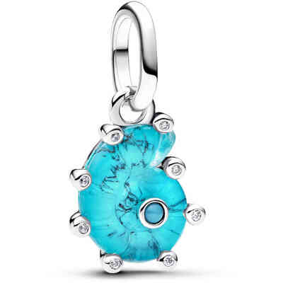 Charm Pandora Pendente Conchiglia Vetro di Murano Turchese Charm Pandora Pendente Conchiglia Vetro di Murano Turchese