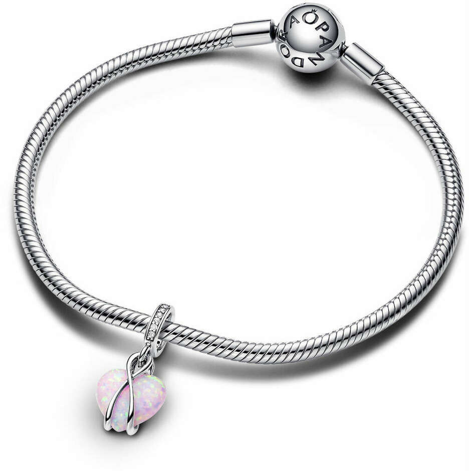 Charm Pandora Pendente Cuore di Mamma Rosa Opalescente
