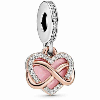 Charm Pandora Pendente Cuore e Infinito Rosa Charm Pandora Pendente Cuore e Infinito Rosa