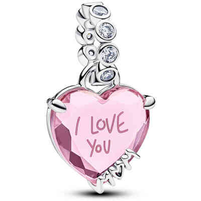 Charm Pandora Pendente Cuore Rosa Ti Voglio Bene Mamma