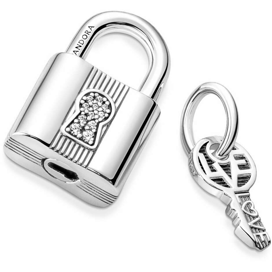 Charm Pandora Pendente Lucchetto e Chiave dell'Amore personalizzabile