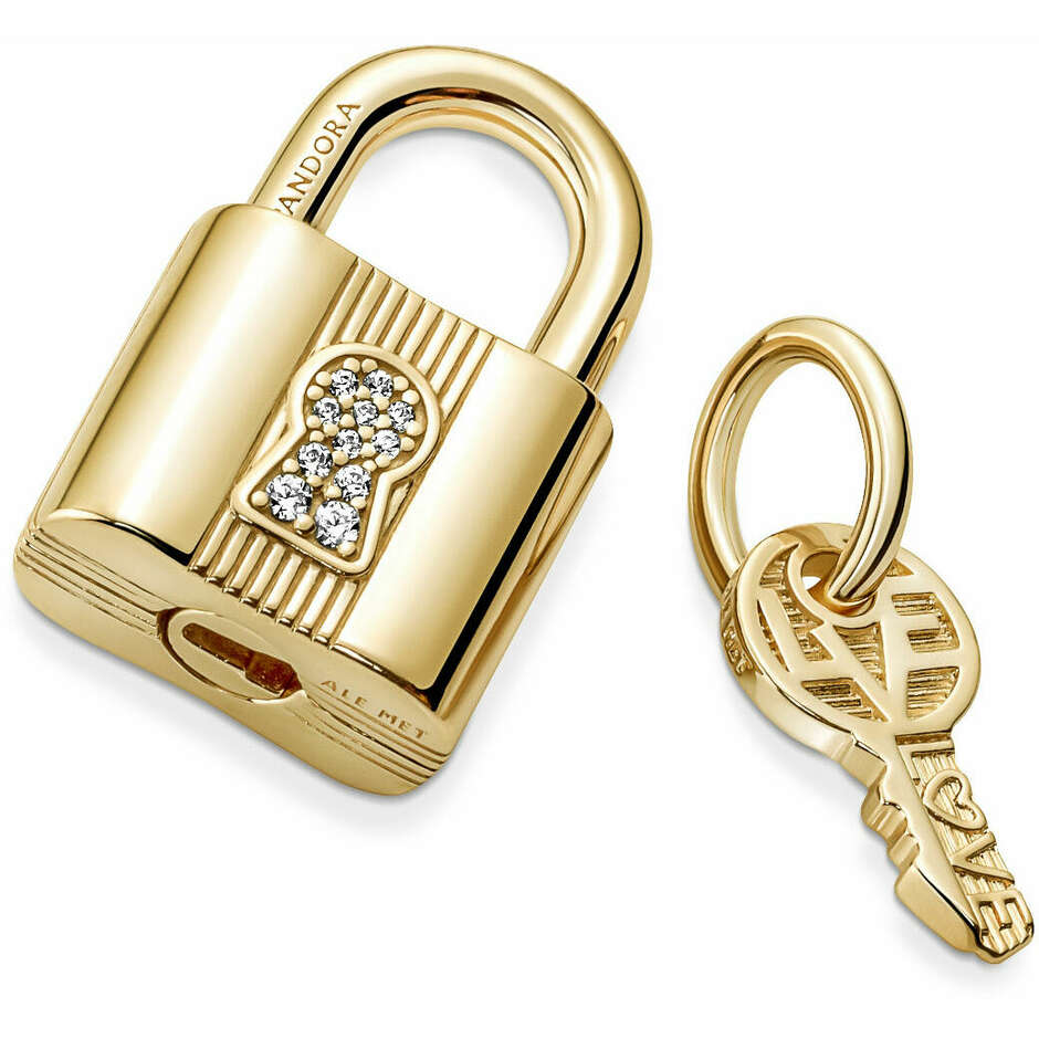 Charm Pandora Pendente Lucchetto e Chiave dell'Amore placcato oro giallo