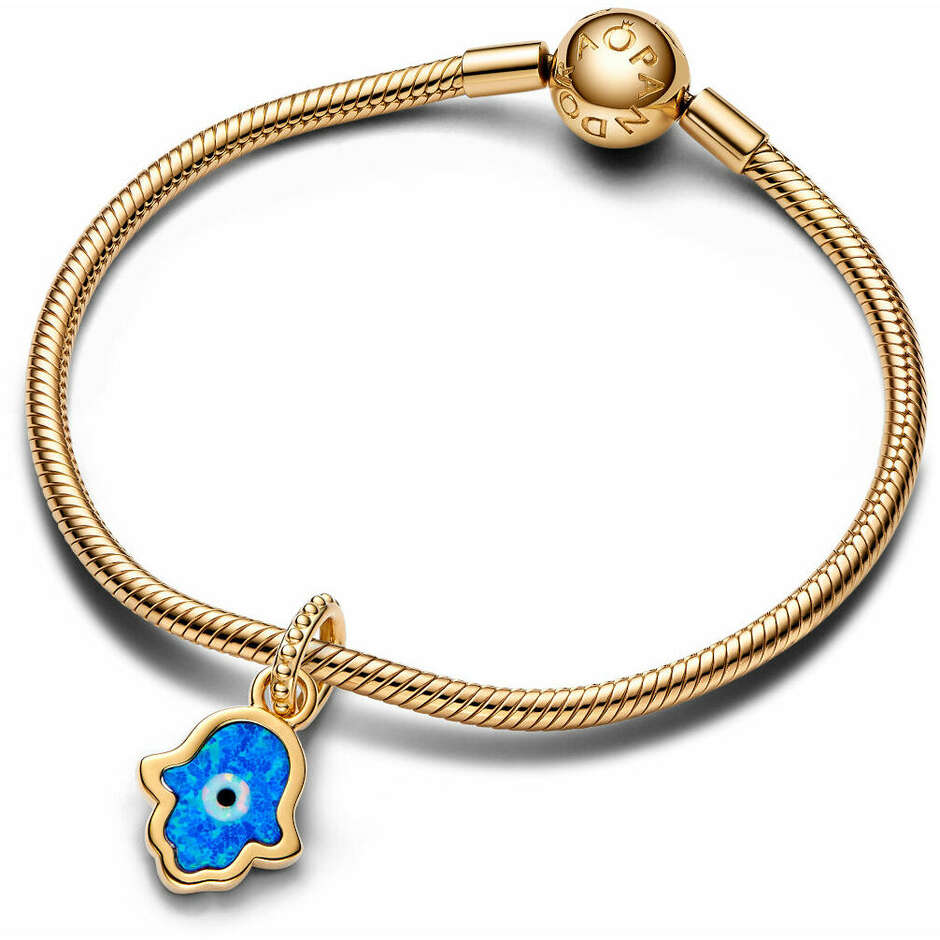 Charm Pandora Pendente Mano di Fatima Opale Blu