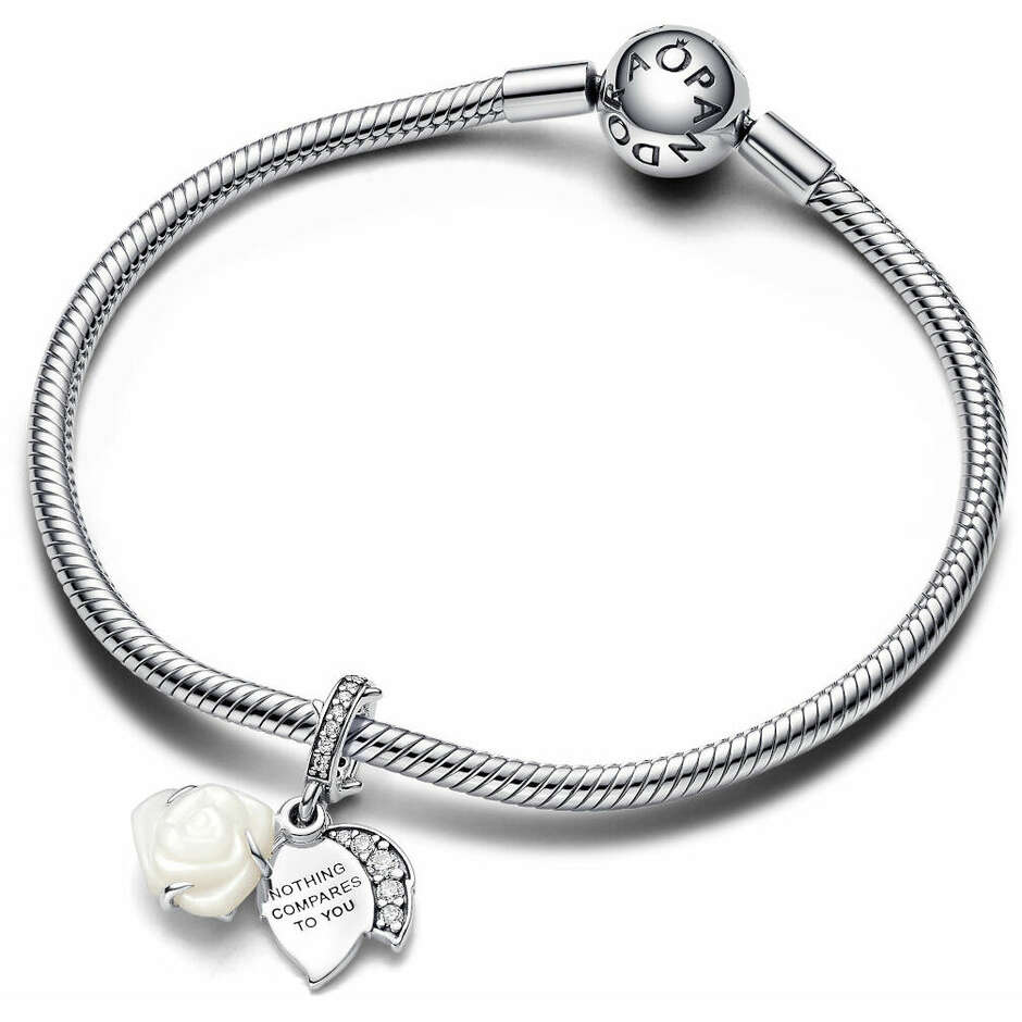 Charm Pandora pendente Rosa Bianca