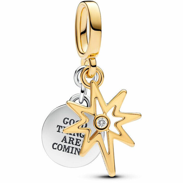 Charm Pandora Pendente Stella Polare da incidere con diamante