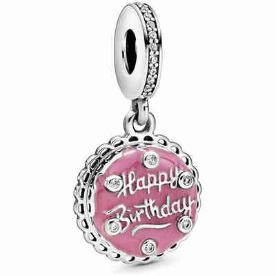 Charm Pandora Pendente Torta di Compleanno Rosa Charm Pandora Pendente Torta di Compleanno Rosa