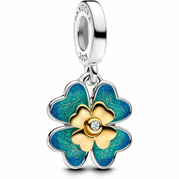 Charm Pandora Quadrifoglio Girevole con diamante
