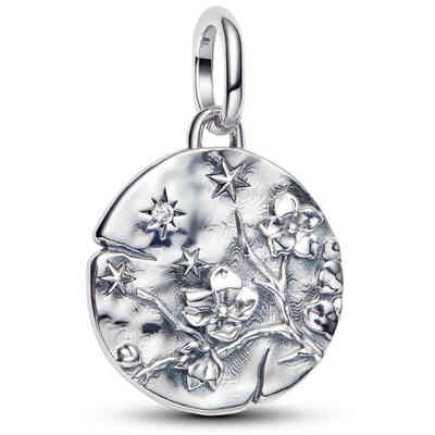 Cherry blossom sterling silver medallion with clear cubic zirconia Cherry blossom sterling silver medallion with clear cubic zirconia