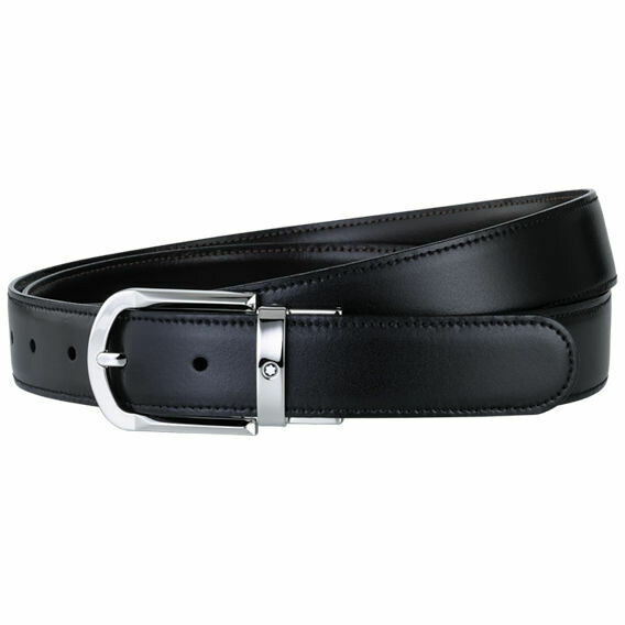 Cintura da uomo Montblanc in pelle nera e marrone