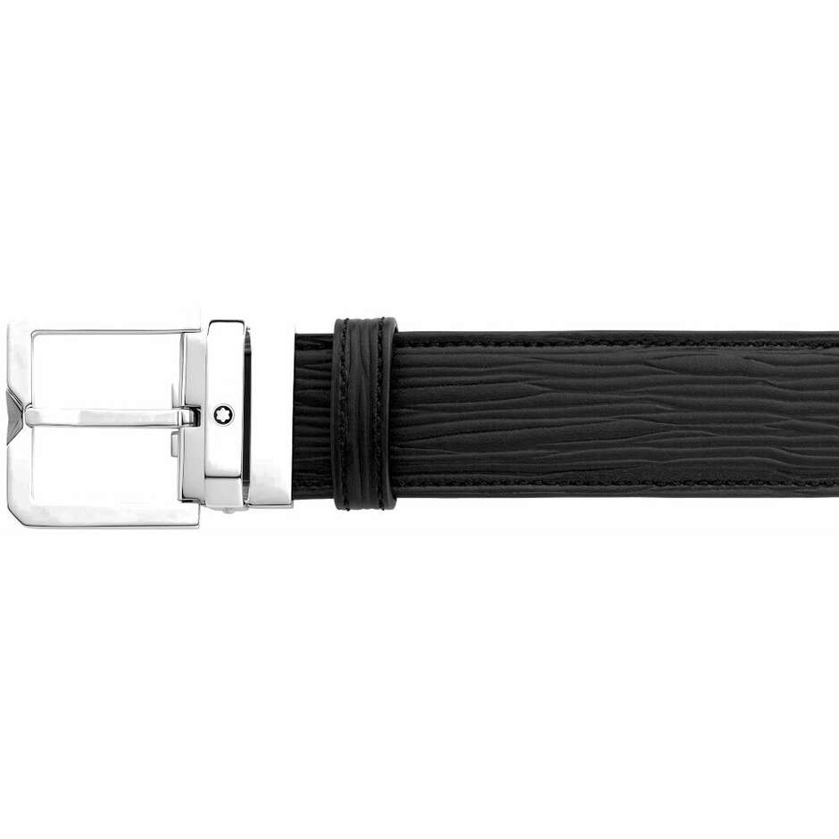Cintura Montblanc in pelle nera e fibbia ardiglione in acciaio