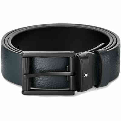 Cintura Montblanc reversibile blu nera con fibbia acciaio finitura nera Cintura Montblanc reversibile blu nera con fibbia acciaio finitura nera