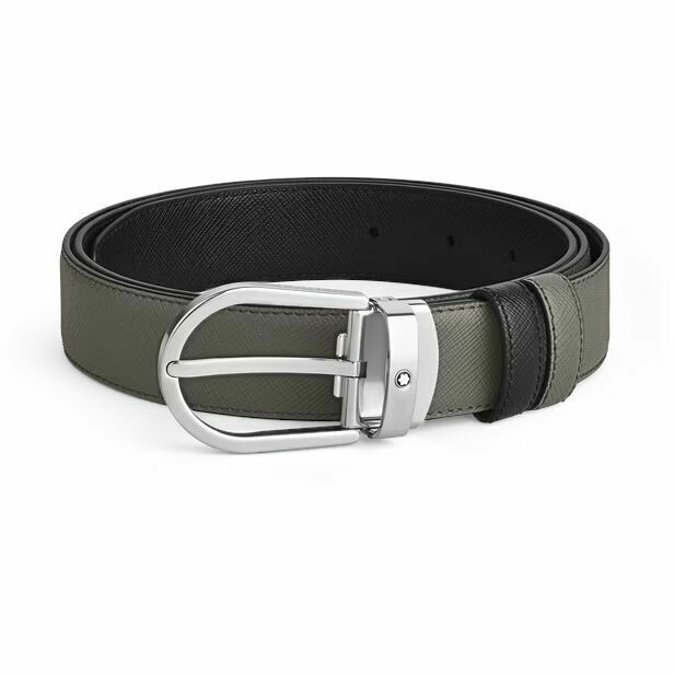 Cintura Montblanc Sartorial reversibile nero grigio