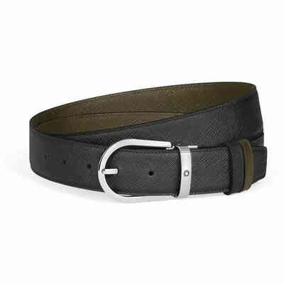 Cintura Montblanc Sartorial reversibile nero kaki 35mm