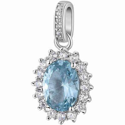 Ciondolo Brosway Fancy in argento con zircone acquamarina e contorno Ciondolo Brosway Fancy in argento con zircone acquamarina e contorno