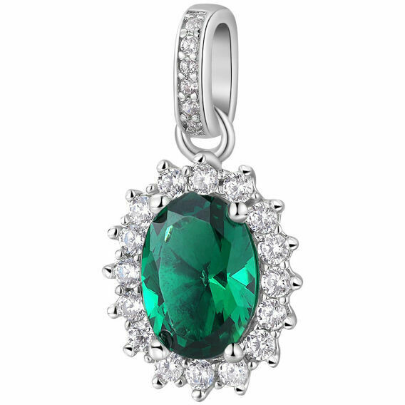 Ciondolo Brosway Fancy in argento con zircone verde e contorno