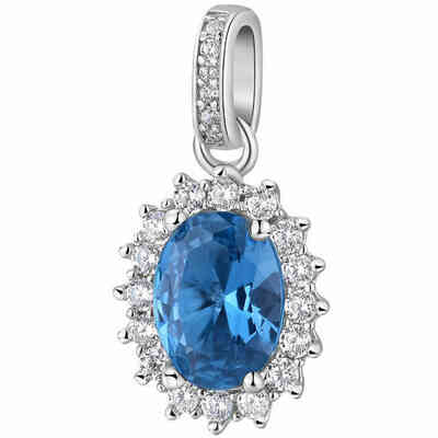 Ciondolo Brosway Fancy in argento con zircone zaffiro blu e contorno Ciondolo Brosway Fancy in argento con zircone zaffiro blu e contorno
