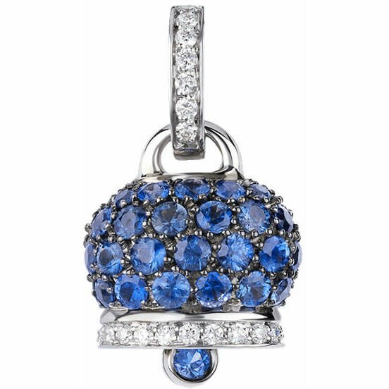 Ciondolo Chantecler campanella media in oro bianco diamanti zaffiri