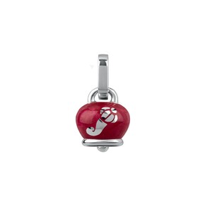 Ciondolo Chantecler campanella micro double face in argento e smalto rosso perlato con corni sul retro Ciondolo Chantecler campanella micro double face in argento e smalto rosso perlato con corni sul retro