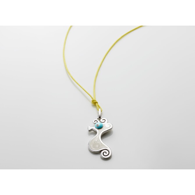 Ciondolo Chantecler Cavalluccio Marino argento smalto e diamante