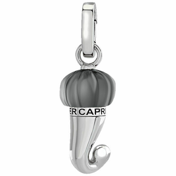 Ciondolo Chantecler Corno in argento e resina nera