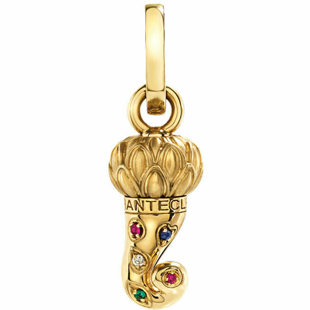 Ciondolo Chantecler Corno piccolo in oro diamante zaffiro smeraldo e rubino
