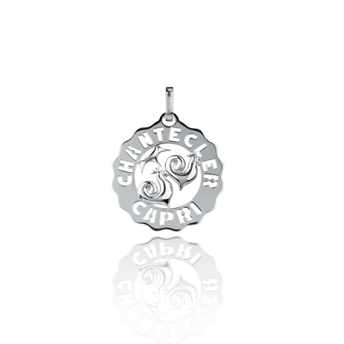 Ciondolo Chantecler galli e sole piccolo in argento