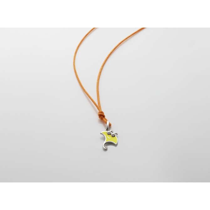 Ciondolo Chantecler piccolo manta in argento e smalto giallo occhi con diamante e biglierina apribile