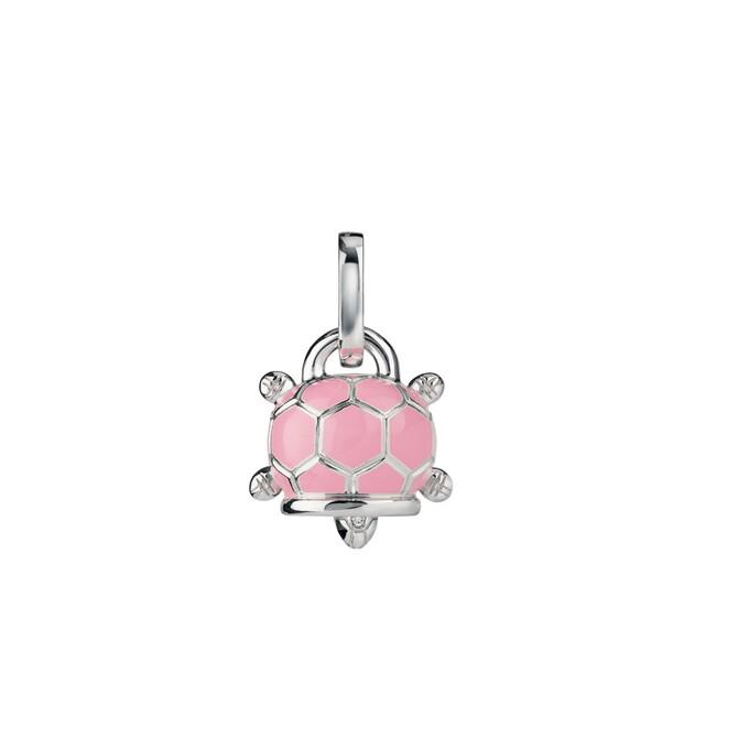 Ciondolo Chantecler tartaruga piccolo in argento smalto rosa e diamante bianco