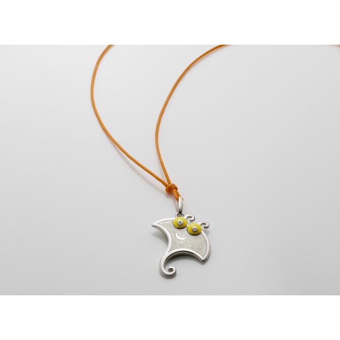 Ciondolo Manta in Argento con smalto giallo e Diamanti Chantecler