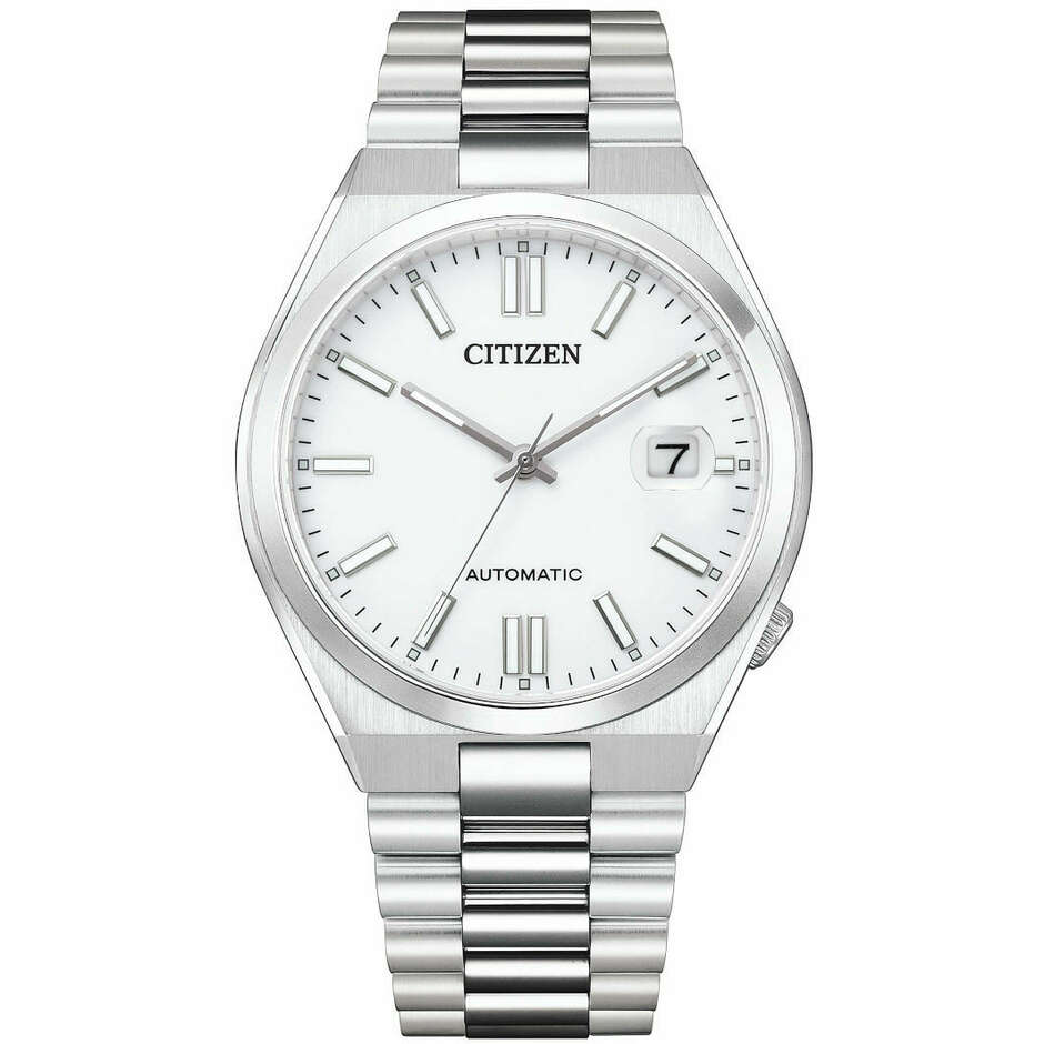 Citizen Automatic white watch with integrated bracelet
