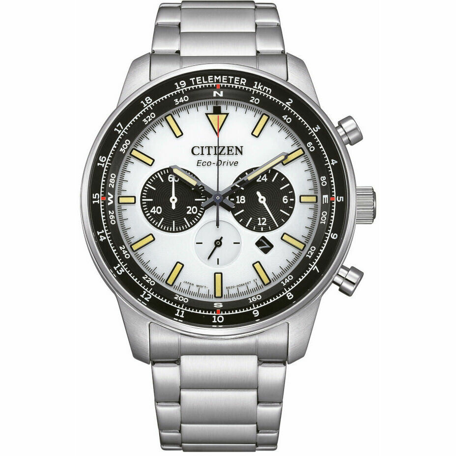 Citizen Aviator chronograph watch in steel and white dial