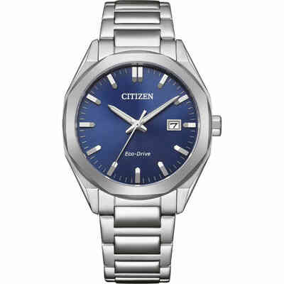 Citizen men's eco-drive watch in steel with blue dial