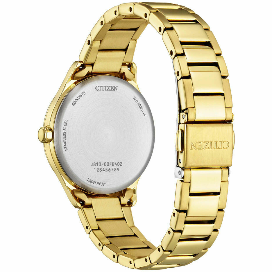 Citizen women's watch, white, gold-plated steel, time-only