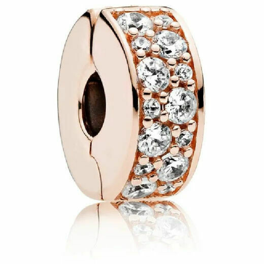 Clip Pandora con Pavè placcata oro rosa