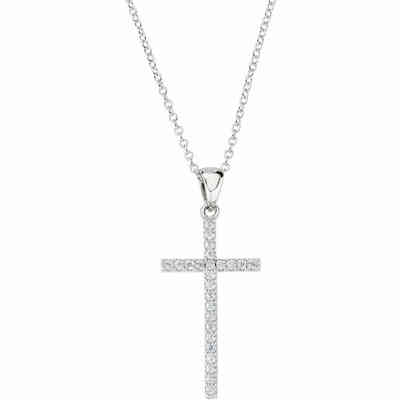 Collana Amen con croce in argento e pave di zirconi bianchi Collana Amen con croce in argento e pave di zirconi bianchi